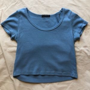 Brandy Melville Blue Cropped Scoopneck Shirt